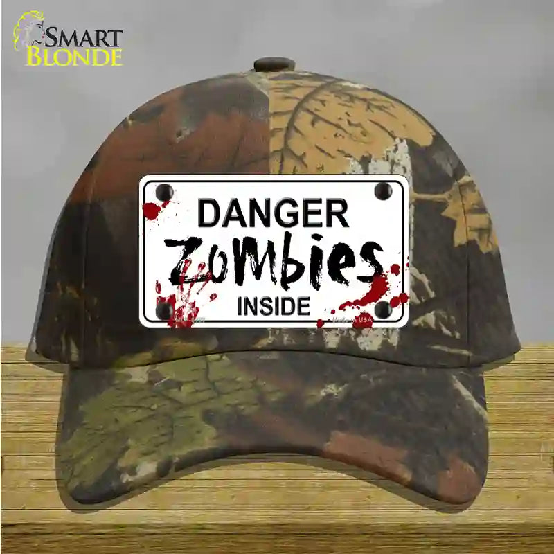 Danger Zombies Inside Novelty License Plate Hat Cotton / Camoflauge