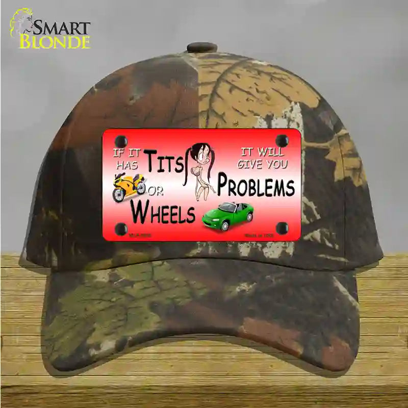 Tits Or Wheels Red Novelty License Plate Hat Cotton / Camoflauge