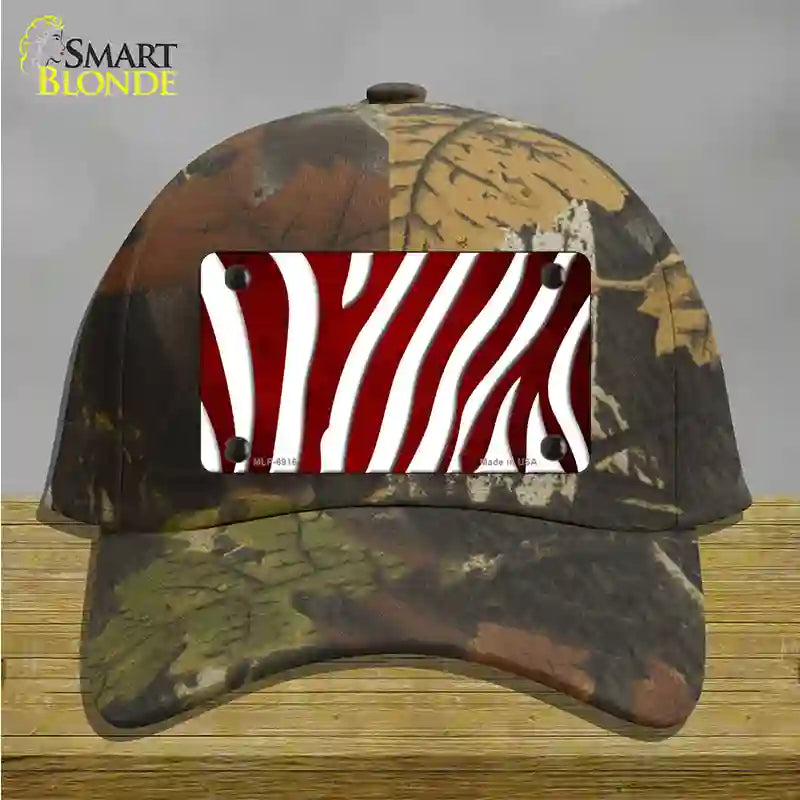 Red White Zebra Oil Rubbed Novelty License Plate Hat Cotton / Camoflauge