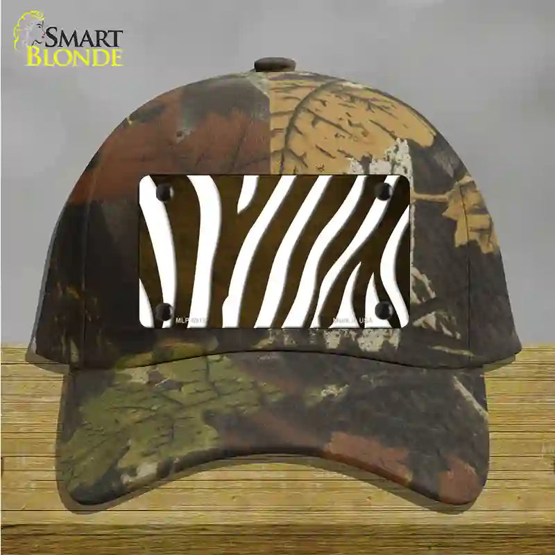 Brown White Zebra Oil Rubbed Novelty License Plate Hat Cotton / Camoflauge