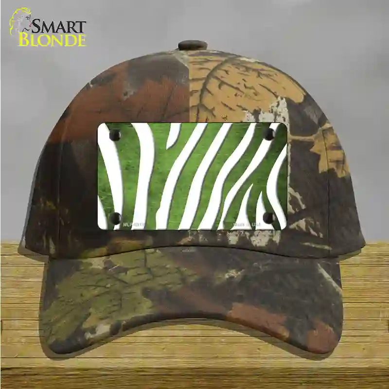 Lime Green White Zebra Oil Rubbed Novelty License Plate Hat Cotton / Camoflauge