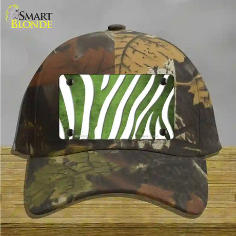 Lime Green White Zebra Oil Rubbed Novelty License Plate Hat Cotton / Camoflauge