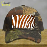 Orange White Zebra Oil Rubbed Novelty License Plate Hat Cotton / Camoflauge