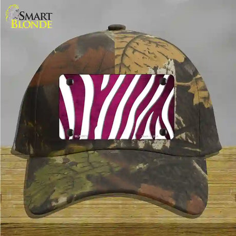 Pink White Zebra Oil Rubbed Novelty License Plate Hat Cotton / Camoflauge