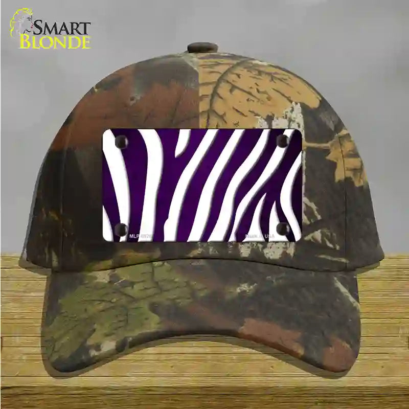 Purple White Zebra Oil Rubbed Novelty License Plate Hat Cotton / Camoflauge