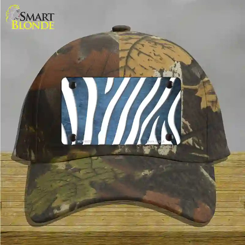 Light Blue White Zebra Oil Rubbed Novelty License Plate Hat Cotton / Camoflauge