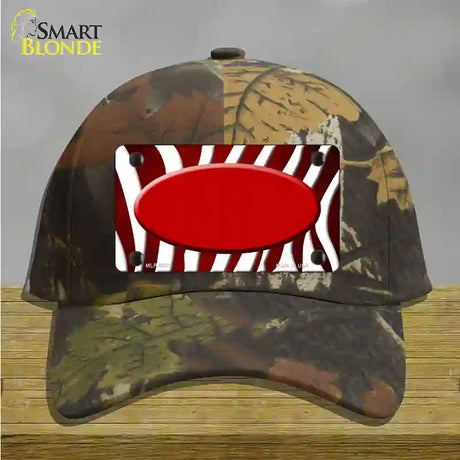 Red White Zebra Oval Oil Rubbed Novelty License Plate Hat Cotton / Camoflauge