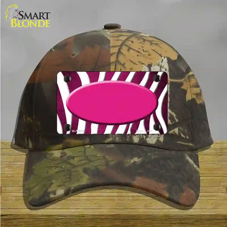 Pink White Zebra Oval Oil Rubbed Novelty License Plate Hat Cotton / Camoflauge