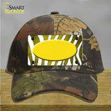 Yellow White Zebra Oval Oil Rubbed Novelty License Plate Hat Cotton / Camoflauge