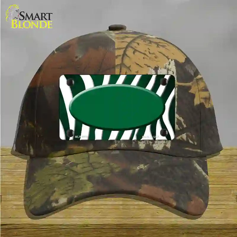 Green White Zebra Oval Oil Rubbed Novelty License Plate Hat Cotton / Camoflauge