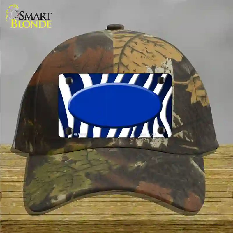 Blue White Zebra Oval Oil Rubbed Novelty License Plate Hat Cotton / Camoflauge