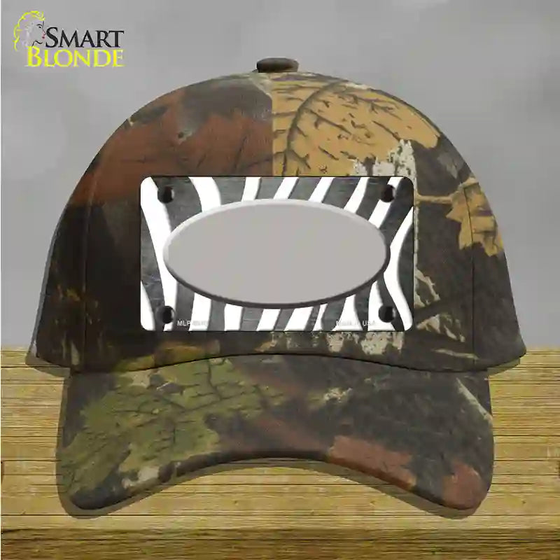 Gray White Zebra Oval Oil Rubbed Novelty License Plate Hat Cotton / Camoflauge