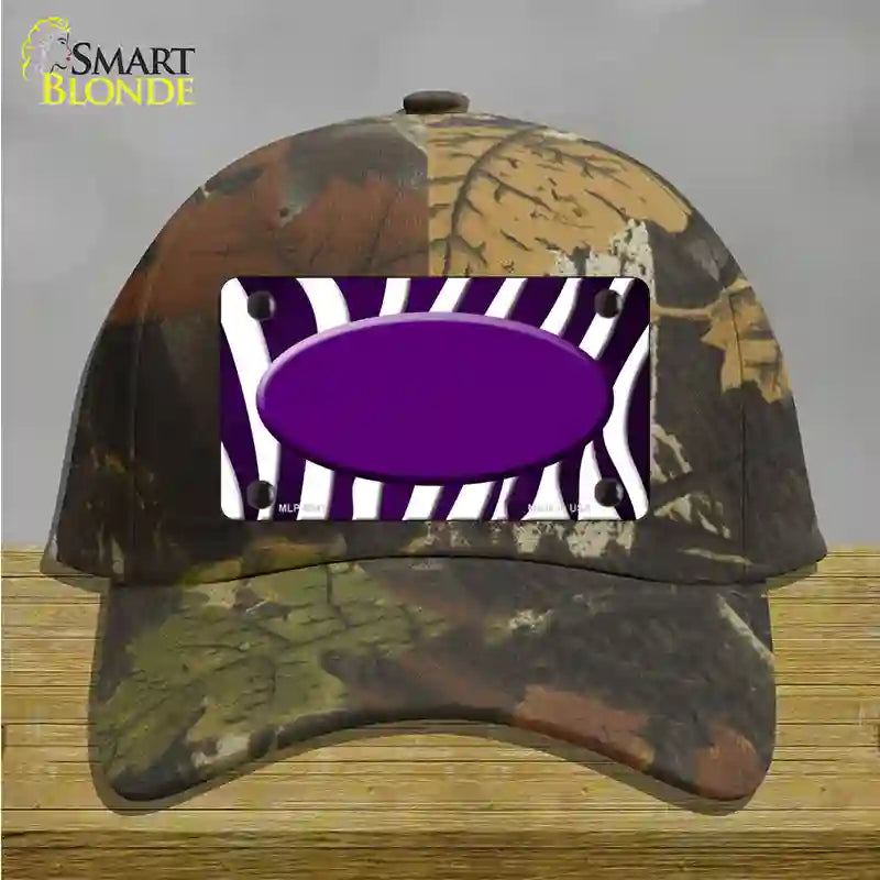 Purple White Zebra Oval Oil Rubbed Novelty License Plate Hat Cotton / Camoflauge