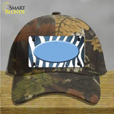 Light Blue White Zebra Oval Oil Rubbed Novelty License Plate Hat Cotton / Camoflauge