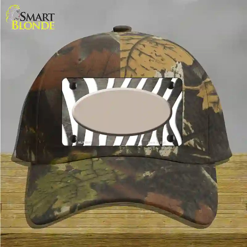 Tan White Zebra Oval Oil Rubbed Novelty License Plate Hat Cotton / Camoflauge