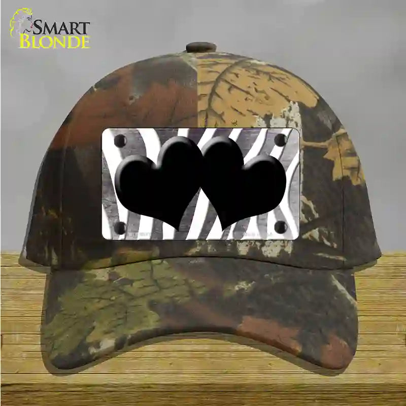 Black White Zebra Hearts Oil Rubbed Novelty License Plate Hat Cotton / Camoflauge