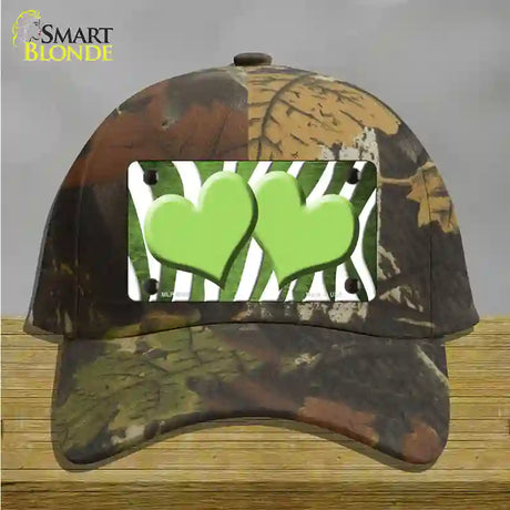 Lime Green White Zebra Hearts Oil Rubbed Novelty License Plate Hat Cotton / Camoflauge