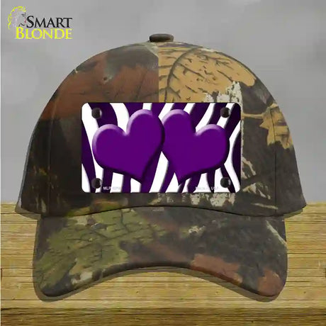 Purple White Zebra Hearts Oil Rubbed Novelty License Plate Hat Cotton / Camoflauge