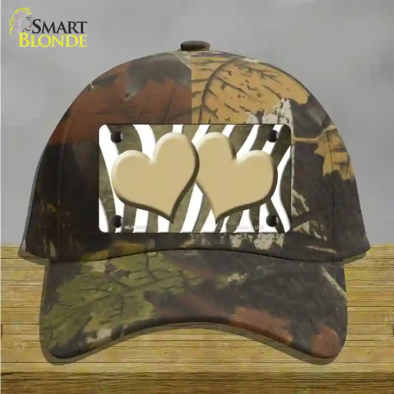 Gold White Zebra Hearts Oil Rubbed Novelty License Plate Hat Cotton / Camoflauge