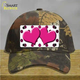 Pink White Dots Hearts Oil Rubbed Novelty License Plate Hat Cotton / Camoflauge