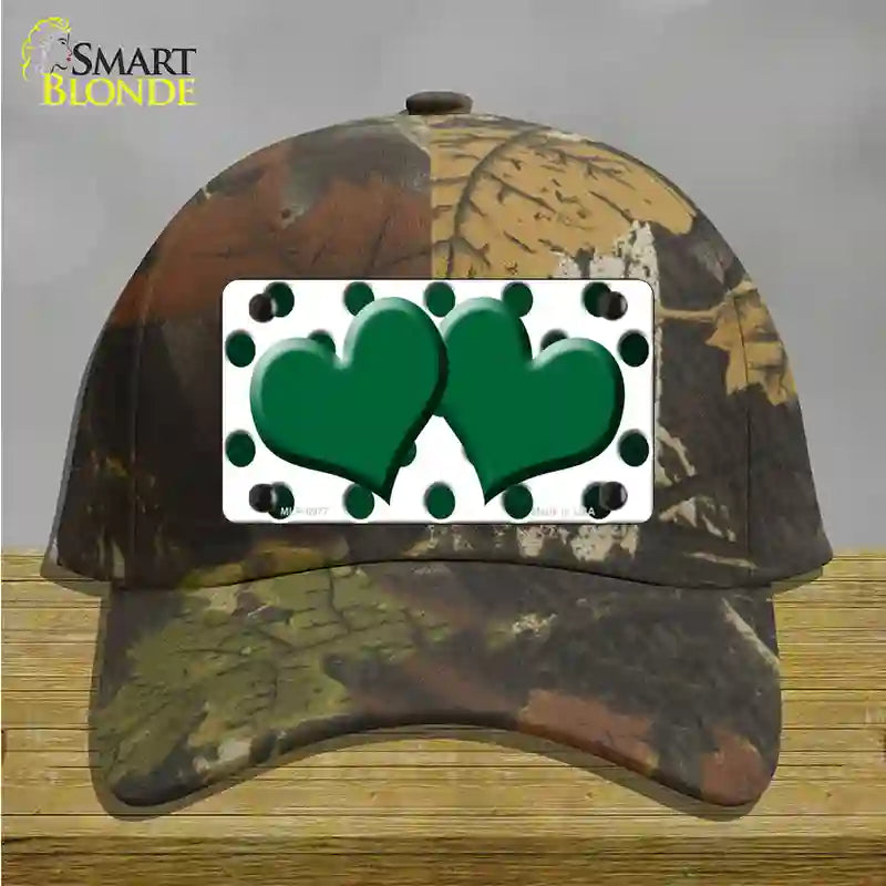 Green White Dots Hearts Oil Rubbed Novelty License Plate Hat Cotton / Camoflauge