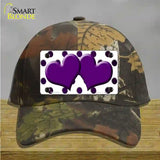 Purple White Dots Hearts Oil Rubbed Novelty License Plate Hat Cotton / Camoflauge