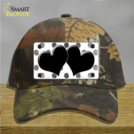 Black White Dots Hearts Oil Rubbed Novelty License Plate Hat Cotton / Camoflauge