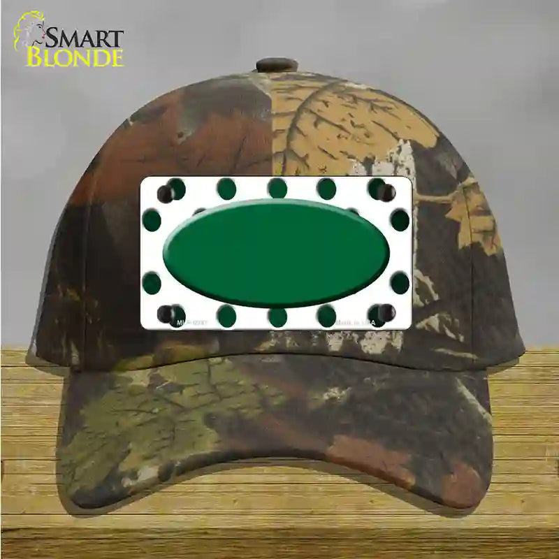 Green White Dots Oval Oil Rubbed Novelty License Plate Hat Cotton / Camoflauge