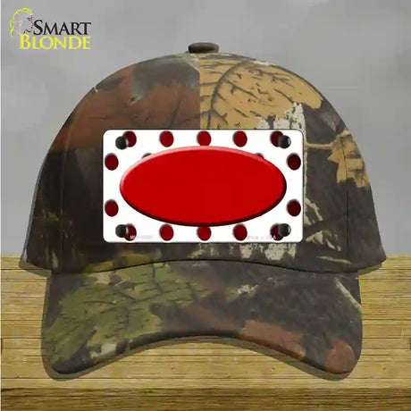 Red White Dots Oval Oil Rubbed Novelty License Plate Hat Cotton / Camoflauge