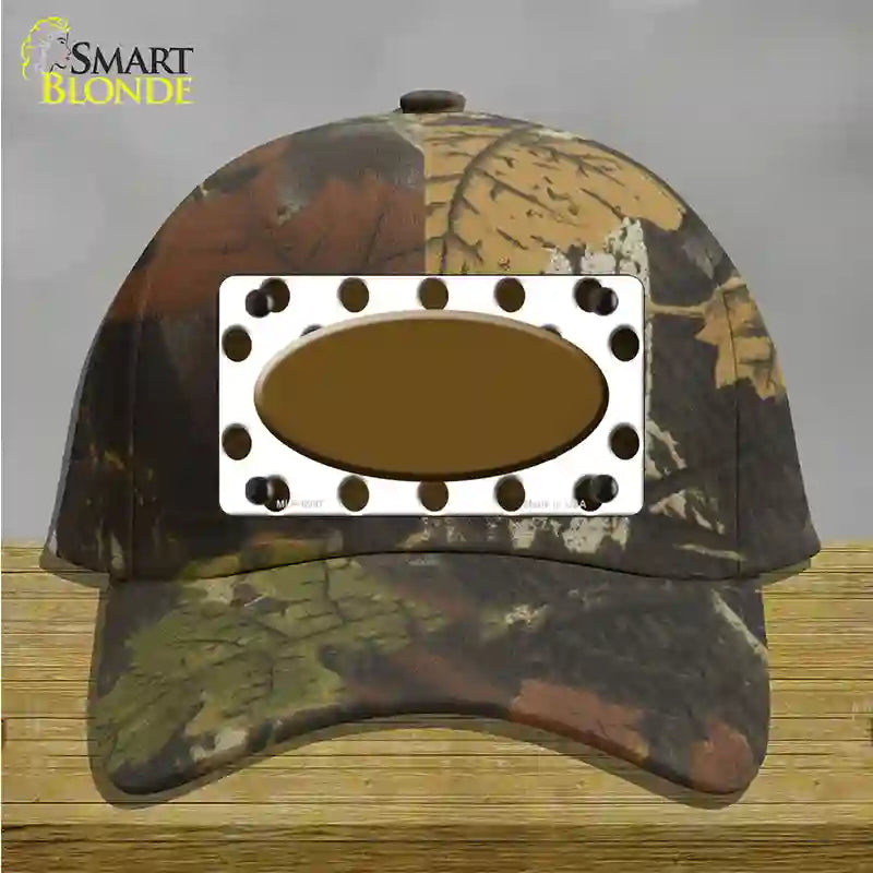 Brown White Dots Oval Oil Rubbed Novelty License Plate Hat Cotton / Camoflauge