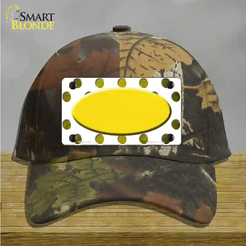 Yellow White Dots Oval Oil Rubbed Novelty License Plate Hat Cotton / Camoflauge