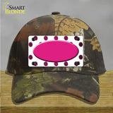 Pink White Dots Oval Oil Rubbed Novelty License Plate Hat Cotton / Camoflauge