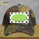 Lime Green White Dots Oval Oil Rubbed Novelty License Plate Hat Cotton / Camoflauge