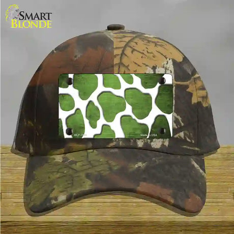 Lime Green White Giraffe Oil Rubbed Novelty License Plate Hat Cotton / Camoflauge