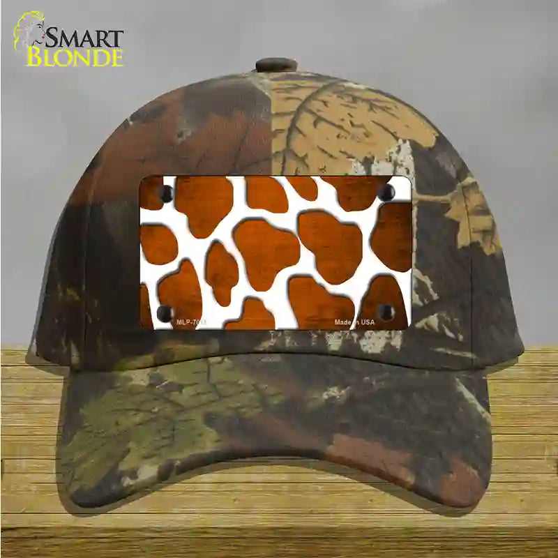 Orange White Giraffe Oil Rubbed Novelty License Plate Hat Cotton / Camoflauge