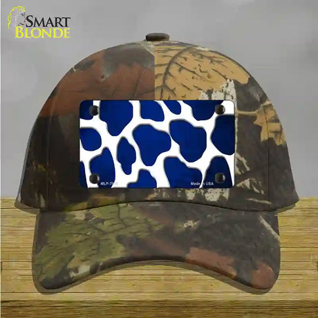 Blue White Giraffe Oil Rubbed Novelty License Plate Hat Cotton / Camoflauge