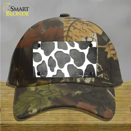 Gray White Giraffe Oil Rubbed Novelty License Plate Hat Cotton / Camoflauge