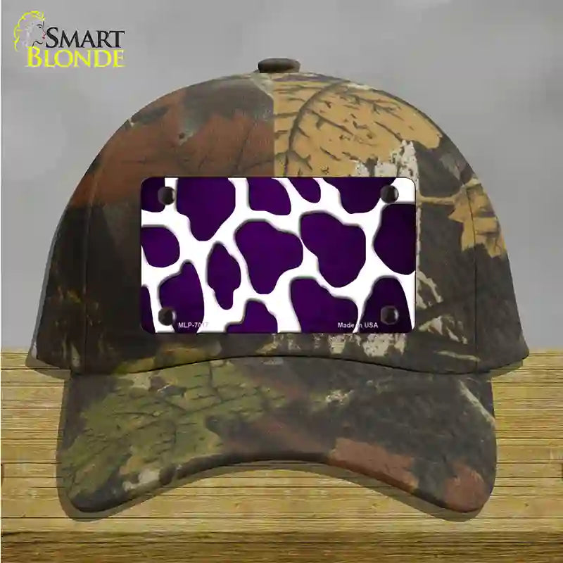 Purple White Giraffe Oil Rubbed Novelty License Plate Hat Cotton / Camoflauge