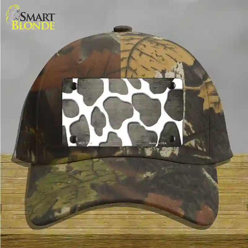 Tan White Giraffe Oil Rubbed Novelty License Plate Hat Cotton / Camoflauge