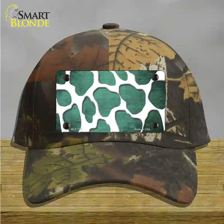 Mint White Giraffe Oil Rubbed Novelty License Plate Hat Cotton / Camoflauge