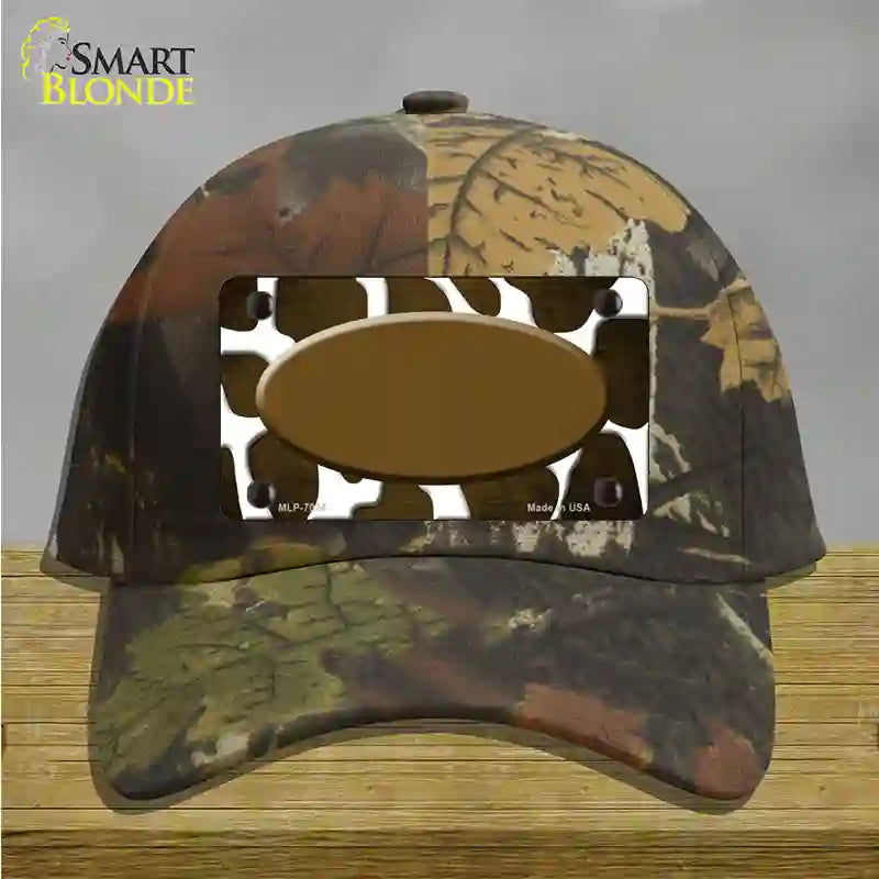 Brown White Oval Giraffe Oil Rubbed Novelty License Plate Hat Cotton / Camoflauge