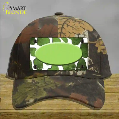 Lime Green White Oval Giraffe Oil Rubbed Novelty License Plate Hat Cotton / Camoflauge