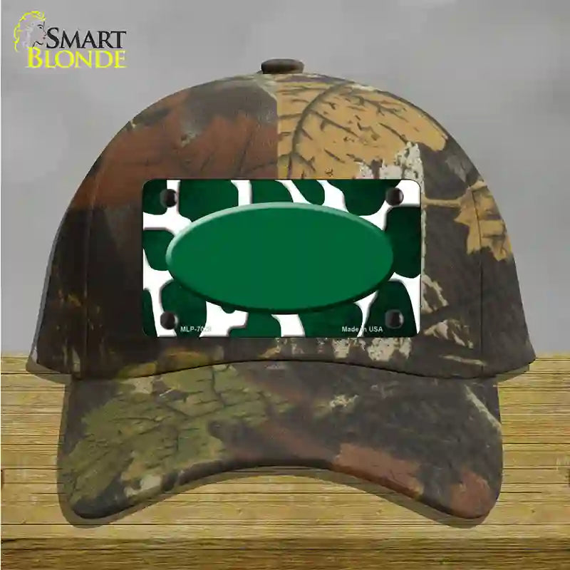 Green White Oval Giraffe Oil Rubbed Novelty License Plate Hat Cotton / Camoflauge