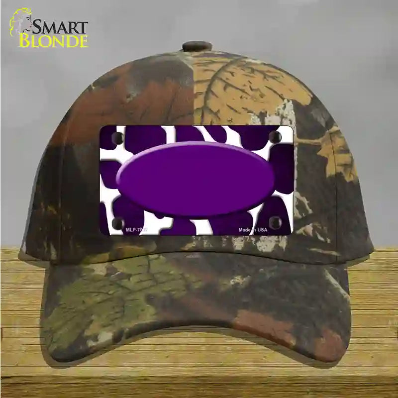 Purple White Oval Giraffe Oil Rubbed Novelty License Plate Hat Cotton / Camoflauge