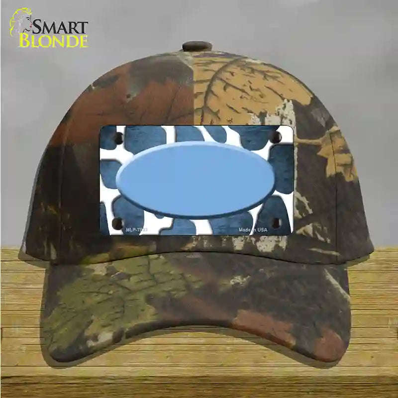 Light Blue White Oval Giraffe Oil Rubbed Novelty License Plate Hat Cotton / Camoflauge