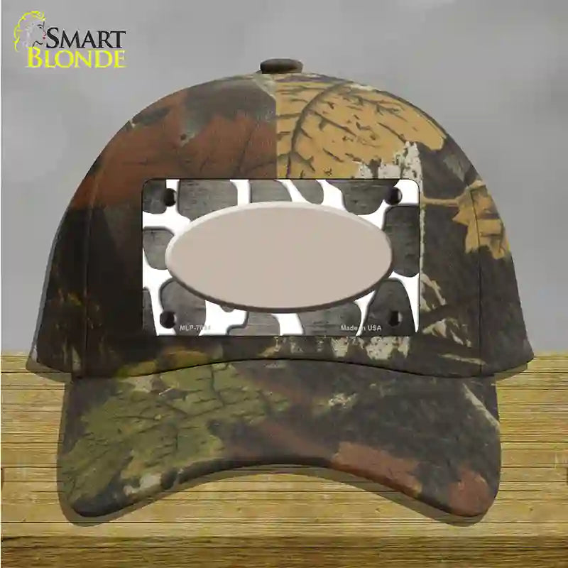 Tan White Oval Giraffe Oil Rubbed Novelty License Plate Hat Cotton / Camoflauge