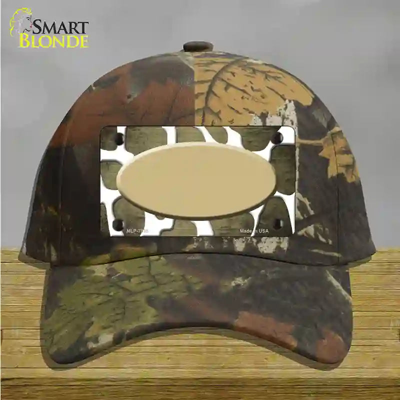 Gold White Oval Giraffe Oil Rubbed Novelty License Plate Hat Cotton / Camoflauge