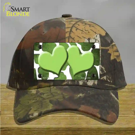 Lime Green White Hearts Giraffe Oil Rubbed Novelty License Plate Hat Cotton / Camoflauge