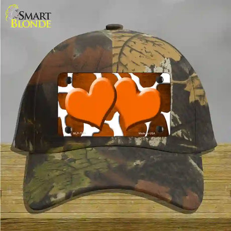 Orange White Hearts Giraffe Oil Rubbed Novelty License Plate Hat Cotton / Camoflauge