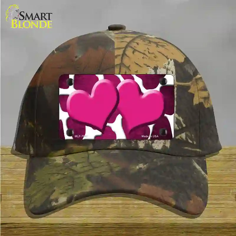 Pink White Hearts Giraffe Oil Rubbed Novelty License Plate Hat Cotton / Camoflauge